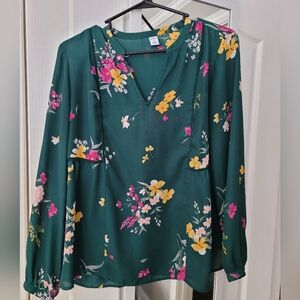 Old Navy Green Floral Blouse